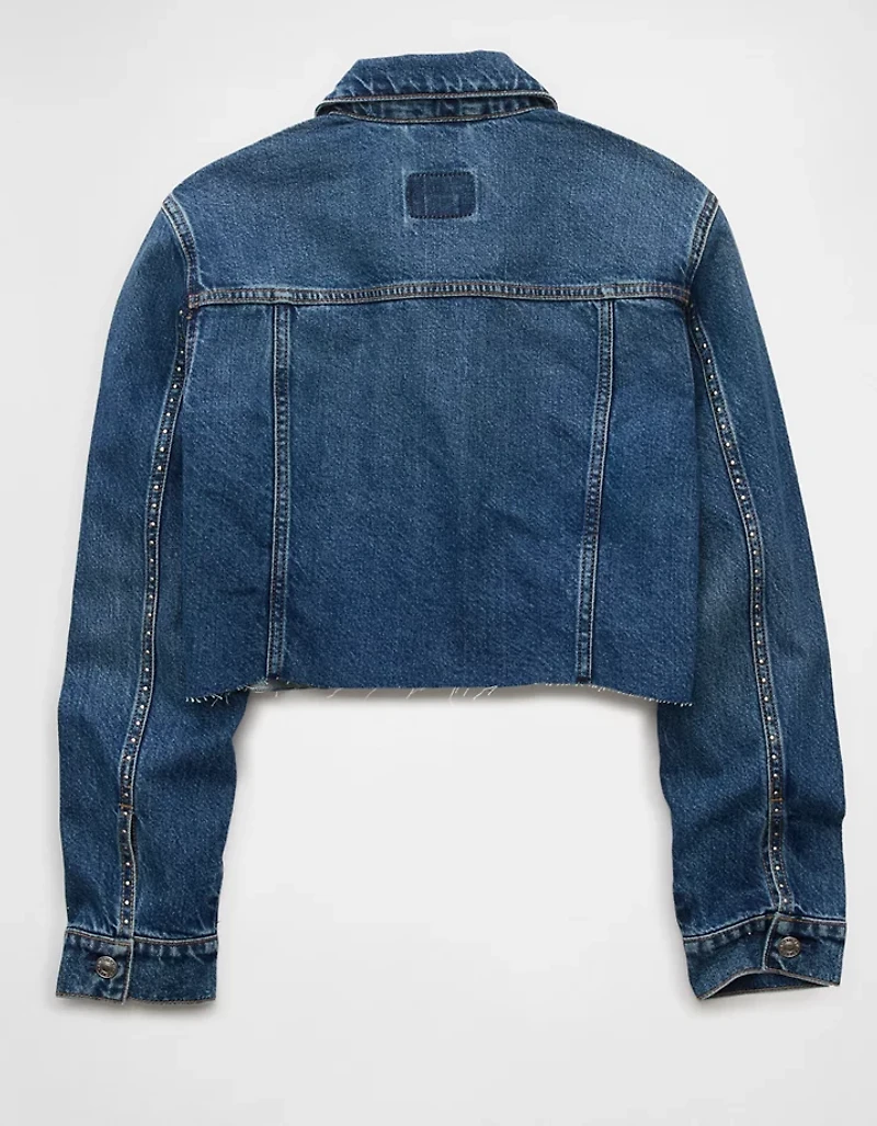 AE Cropped Studded Denim Jacket