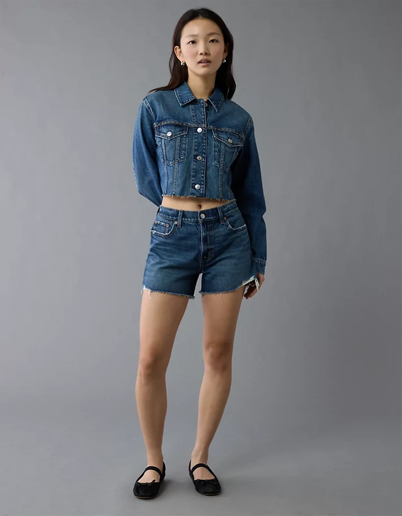 AE Cropped Studded Denim Jacket