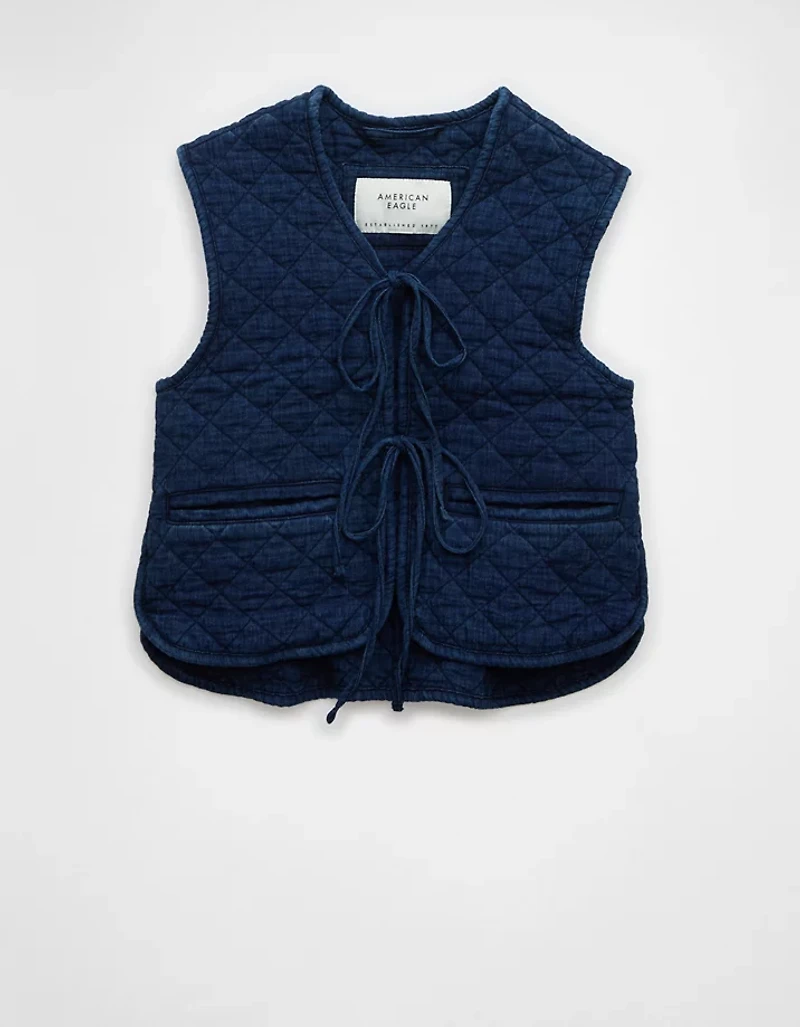 AE Tie Front Quilted Vest