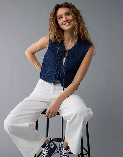 AE Tie Front Quilted Vest