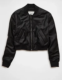 Blouson d’aviateur court en similicuir AE