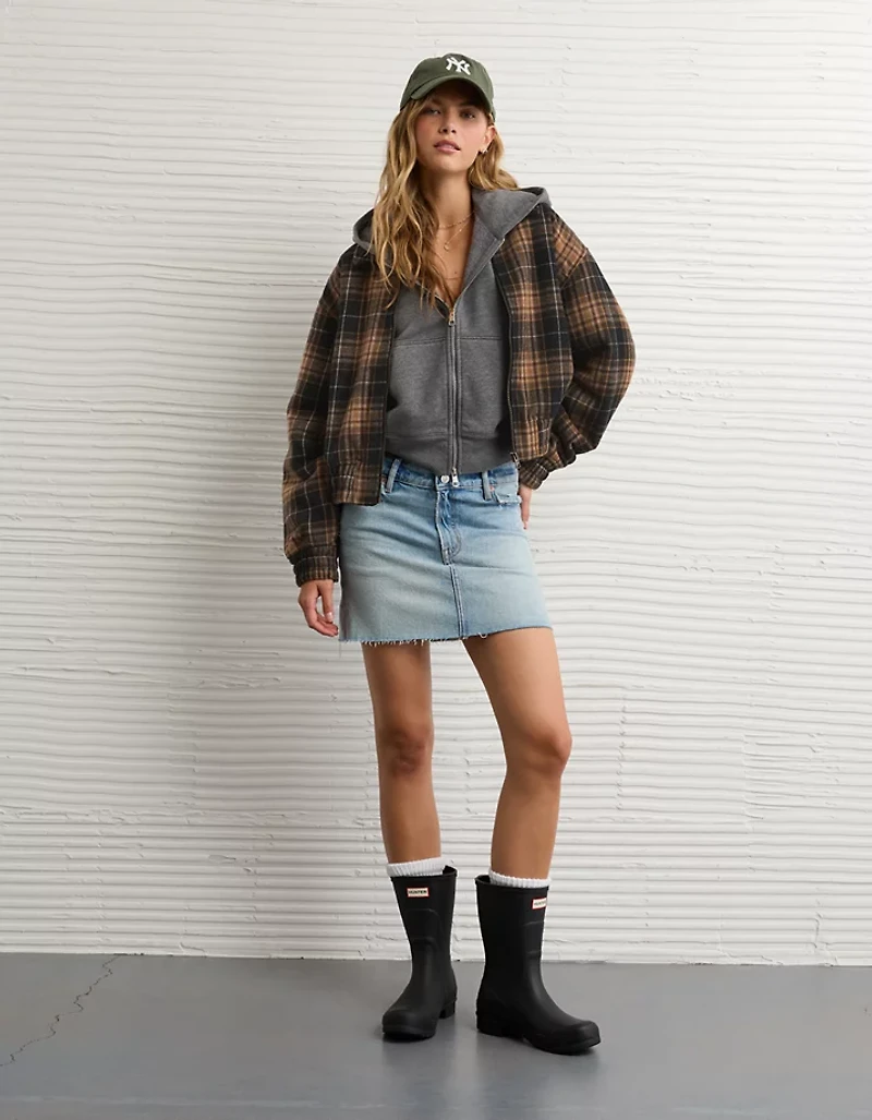 AE Plaid Bubble Bomber Jacket