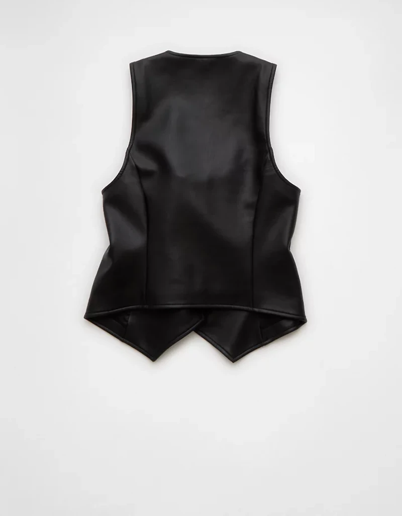 Gilet à encolure carrée en cuir végétalien AE
