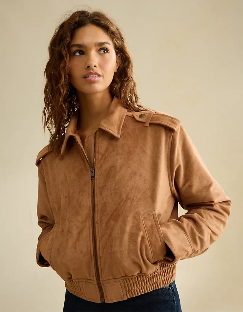 AE Vegan Suede Bomber Jacket