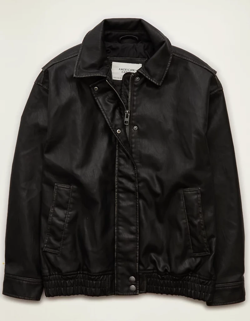 AE Vegan Leather Bomber Jacket