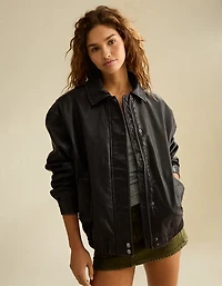 AE Vegan Leather Bomber Jacket