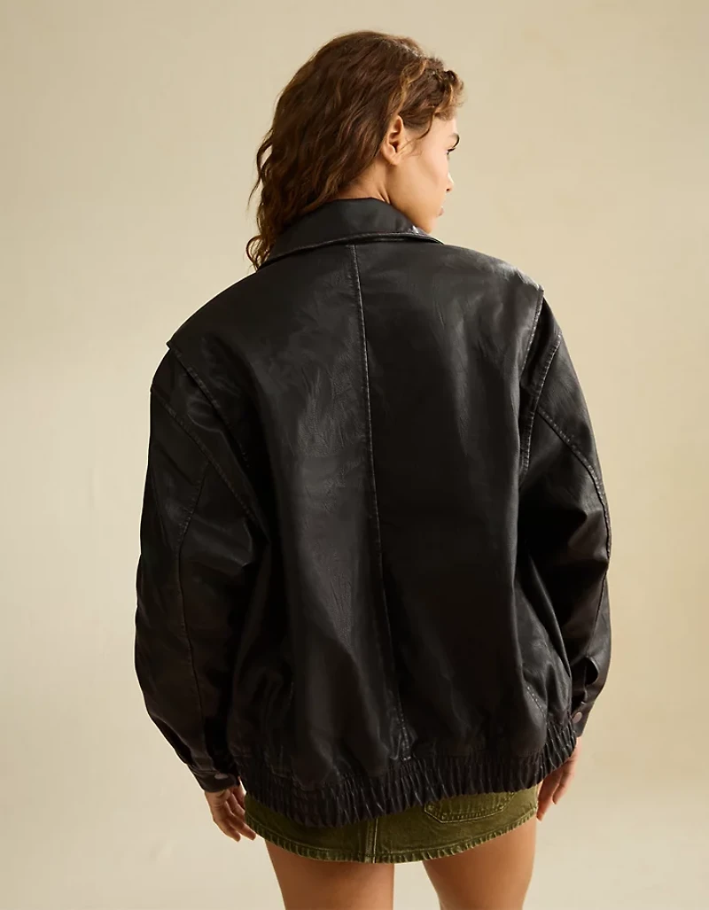 AE Vegan Leather Bomber Jacket