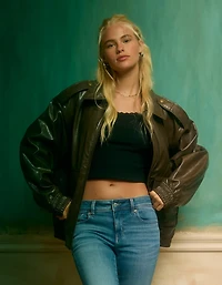 AE Oversized Vegan Leather Bomber Jacket