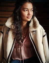 Blouson d’aviateur court en velours côtelé AE