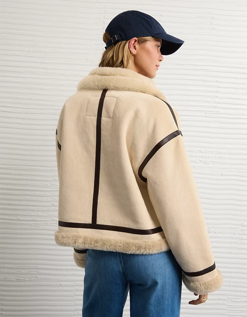 AE Cropped Corduroy Bomber Jacket