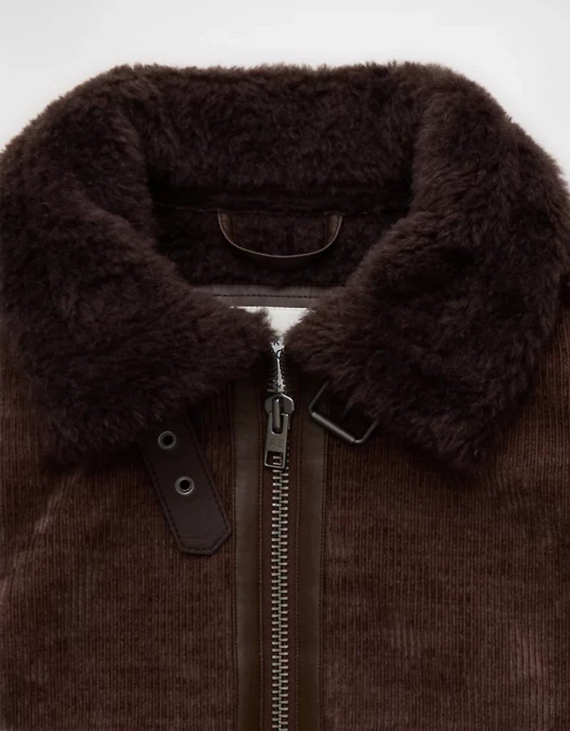 AE Cropped Corduroy Bomber Jacket