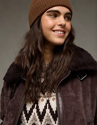 AE Cropped Corduroy Bomber Jacket