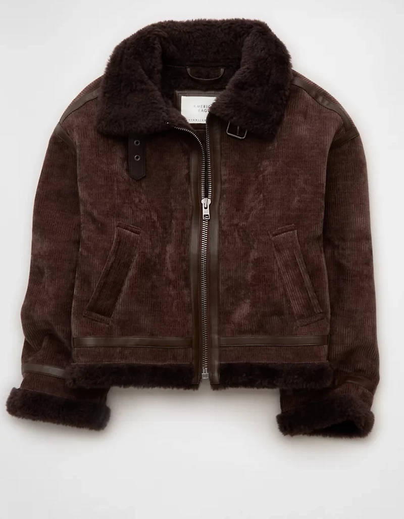 AE Cropped Corduroy Bomber Jacket