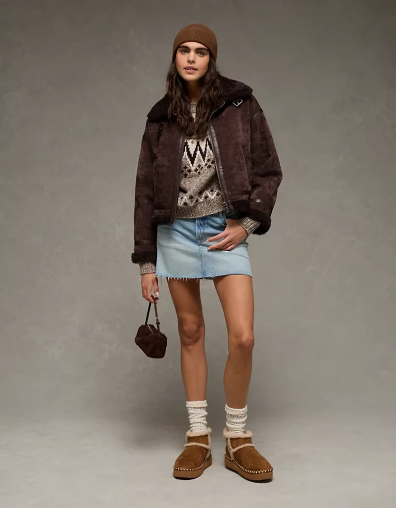 AE Cropped Corduroy Bomber Jacket