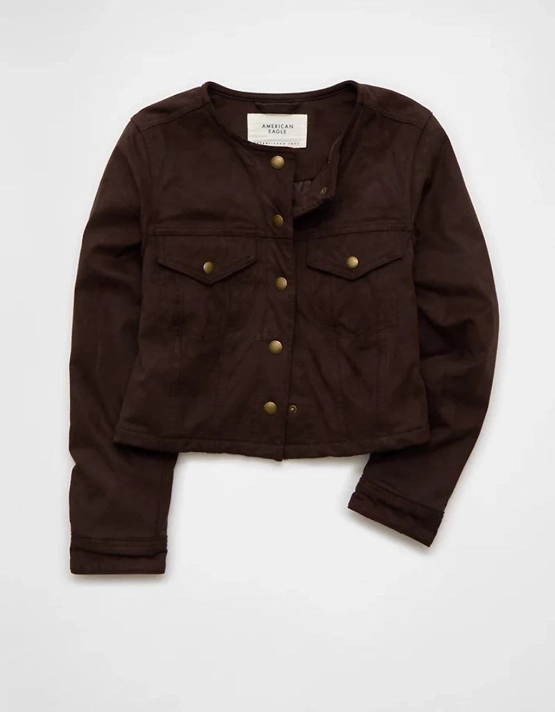 AE Cropped Faux Suede Jacket