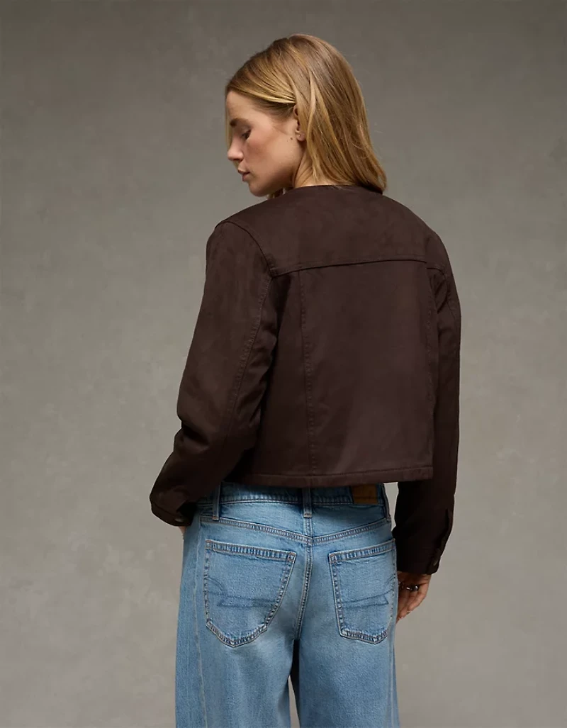 AE Cropped Faux Suede Jacket