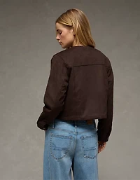 AE Cropped Faux Suede Jacket
