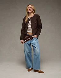 AE Cropped Faux Suede Jacket