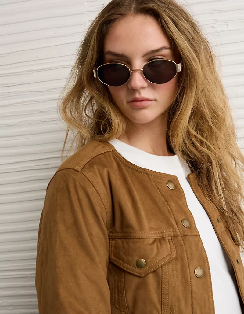 AE Cropped Faux Suede Jacket