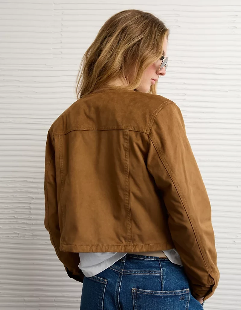 AE Cropped Faux Suede Jacket