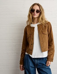 AE Cropped Faux Suede Jacket