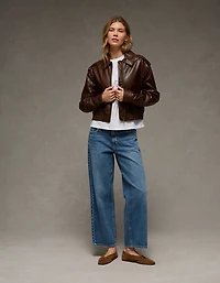 Blouson d’aviateur court en similicuir AE