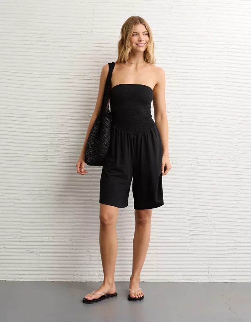 AE Strapless Smocked V-Waist Romper