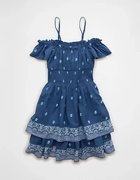 Minirobe à épaule dénudée et smocks AE