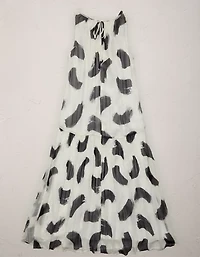 AE77 Printed High Neck Chiffon Dress