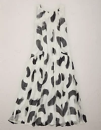 AE77 Printed High Neck Chiffon Dress