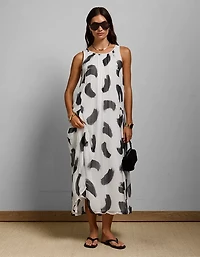 AE77 Printed High Neck Chiffon Dress