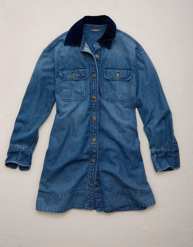 AE77 Premium Denim Shirt Dress