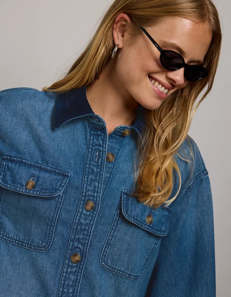 AE77 Premium Denim Shirt Dress