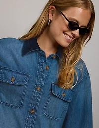 AE77 Premium Denim Shirt Dress