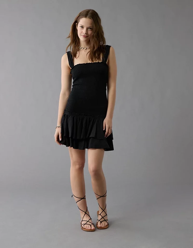 AE Sunchaser Knit Smocked Drop Waist Mini Dress