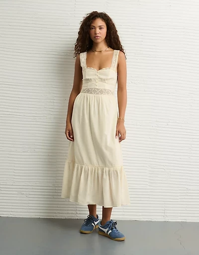 AE Catie Corset Crochet Midi Dress