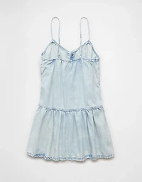 AE V-Neck Button-Up Denim Mini Dress