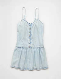 AE V-Neck Button-Up Denim Mini Dress