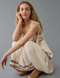 AE Empire Waist Embroidered Midi Dress