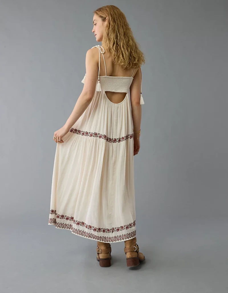 AE Empire Waist Embroidered Midi Dress