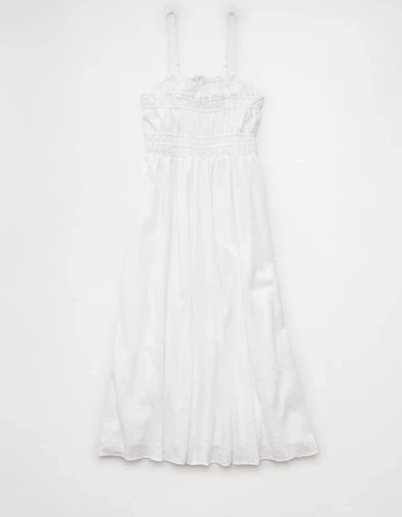 Robe mi-longue boutonnée à garniture ruchée AE