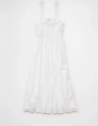 Robe mi-longue boutonnée à garniture ruchée AE