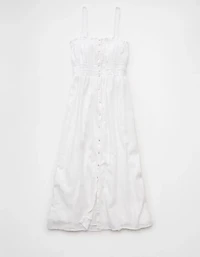 Robe mi-longue boutonnée à garniture ruchée AE