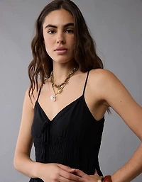 AE V-Neck Smocked Bodice Midi Dress