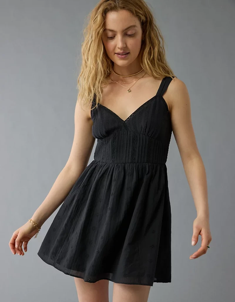 AE V-Neck Eyelet Mini Dress