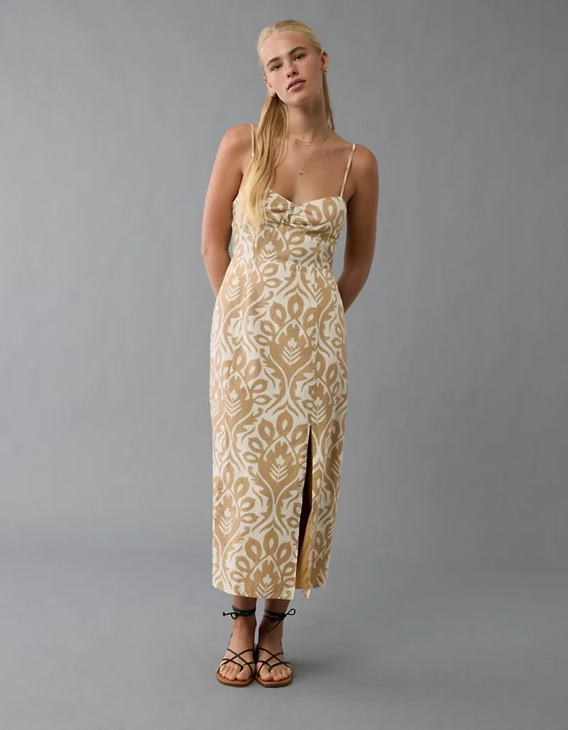 AE Catie Corset Printed Column Midi Dress