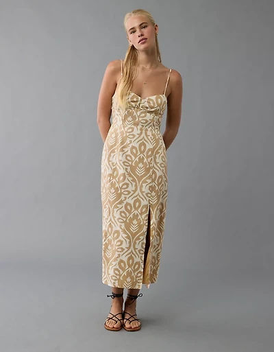 AE Catie Corset Printed Column Midi Dress