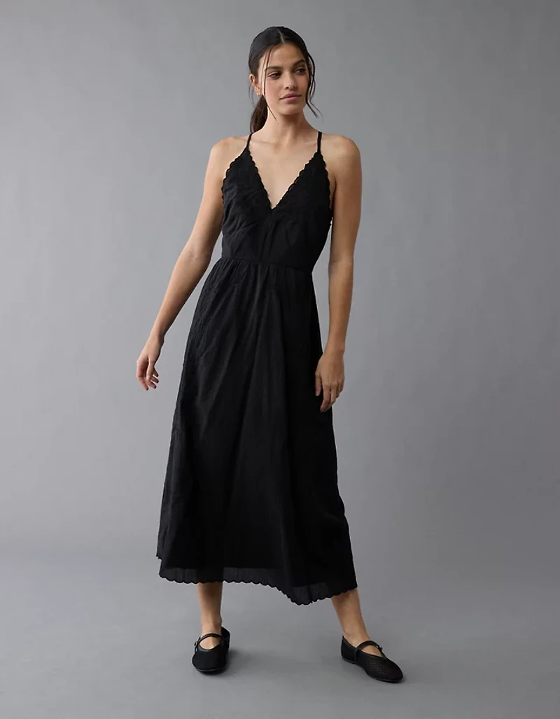 AE V-Neck Embroidered Midi Dress
