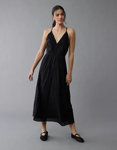 AE V-Neck Embroidered Midi Dress