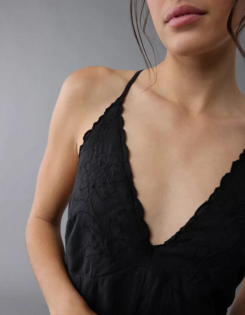 AE V-Neck Embroidered Midi Dress